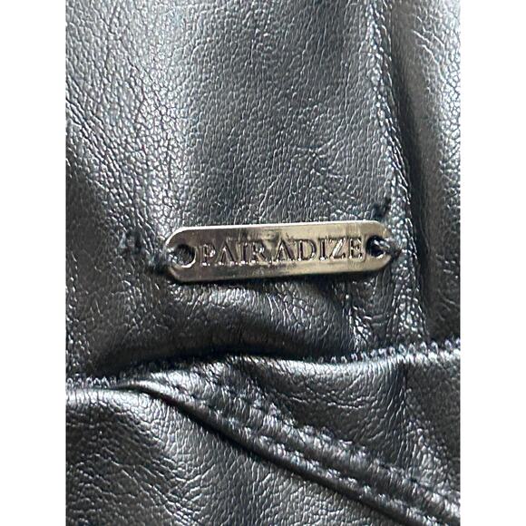 Pairadize Assthetic Vegan Leather Pants M Classic Black High Waist Skinny Shiny - Picture 7 of 10